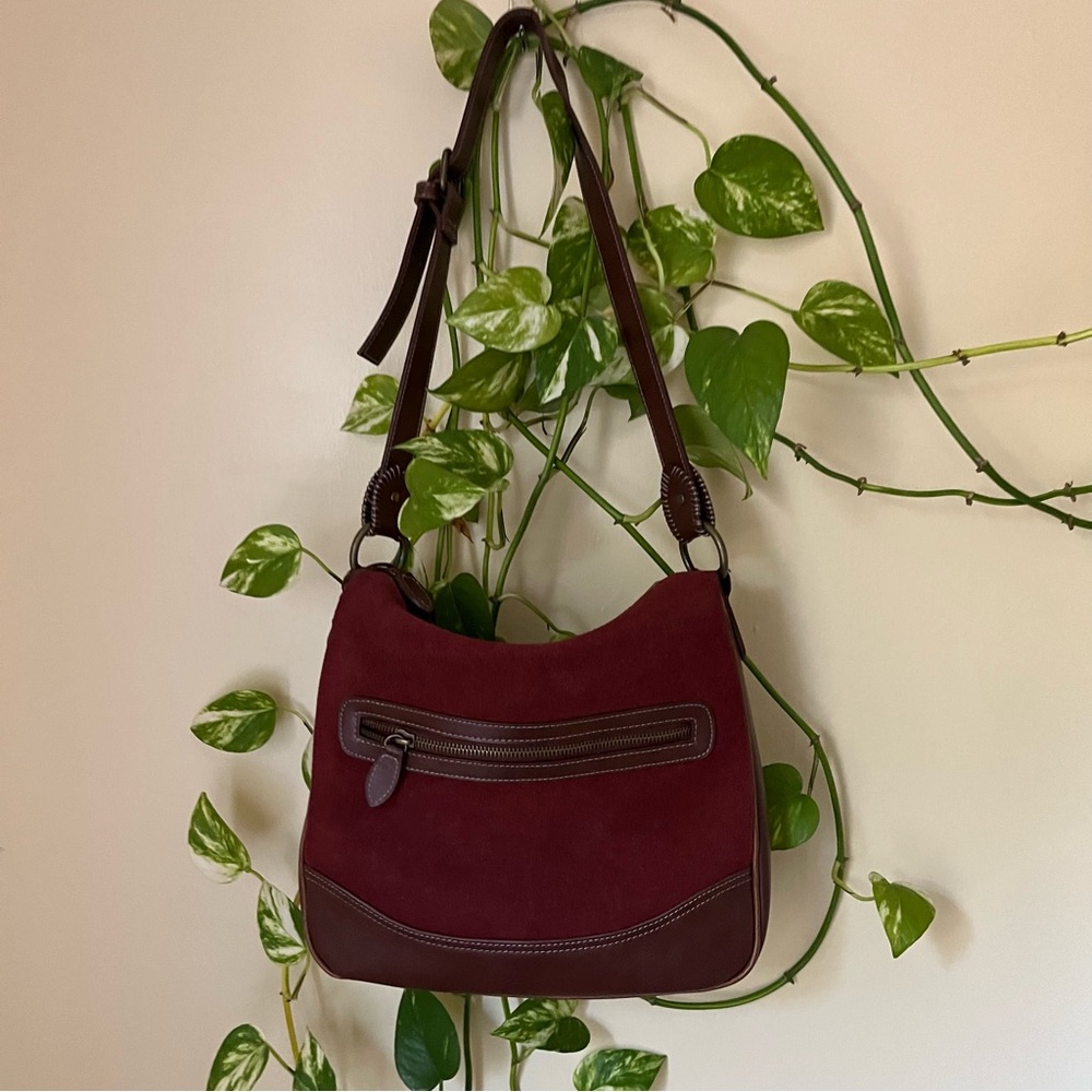 Dockers Red and Brown Genuine Leather Shoulder Bag